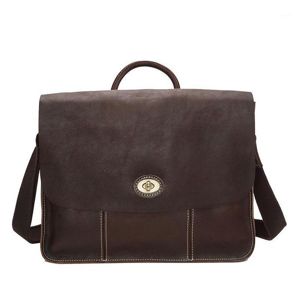 

vintage men briefcase bag men genuine leather bag business lawyer/office lapshoulder large capacity briefcase handbag1