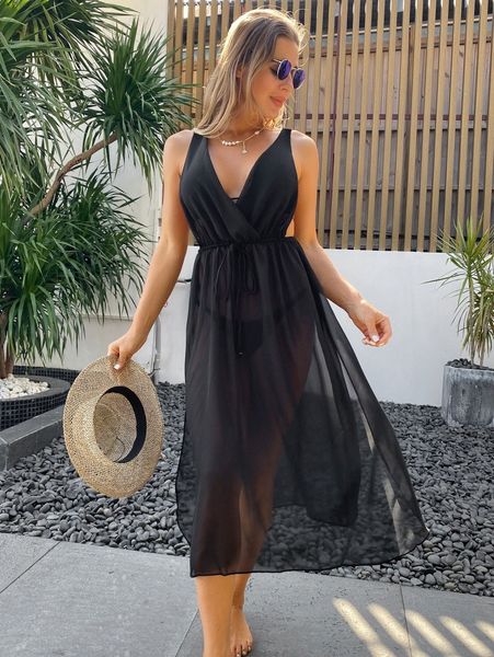 

chiffon split cover up 00ja#, White;black
