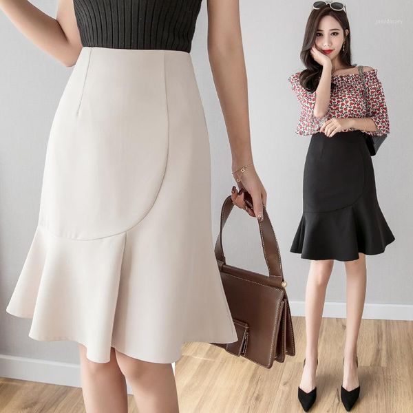 

2020 women mid long skirts summer fashion ins lady skirts fashion women clothing1, Black