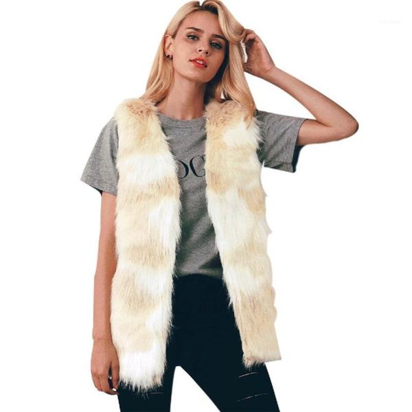 

winter women 's vest warm luxury fur vest for women faux fur coat vests coats jacket furry coat1, Black