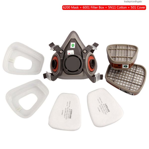 

facepiece with dual 6200 can anti-dust anti-toxic half industrial 3pcs/set filter box gas mask 819u nn1l rilx 2nru2