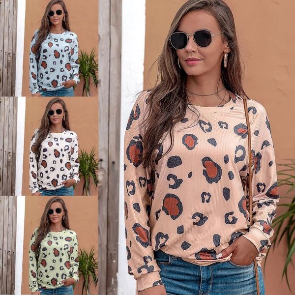 

amazon популярная 2020 года европейская и американская женская новая печать с длинным рукавом круглый досуг шеи вязаный свитер, White;black