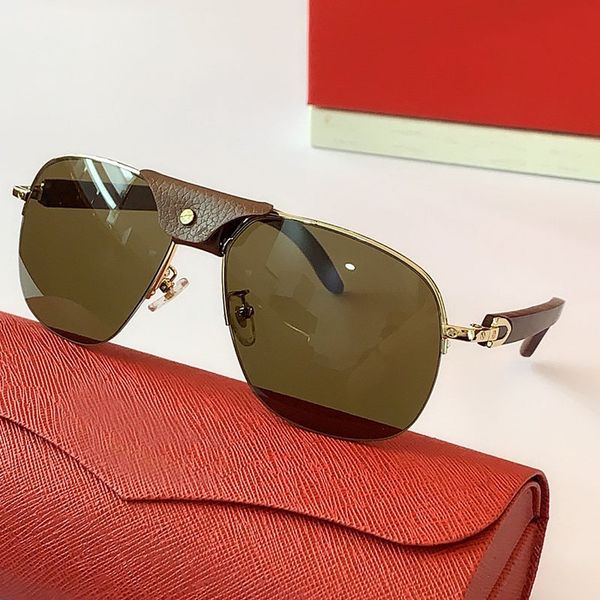 

classic leather trim polarized fashion sunglasses screw decorate retro wooden temples design c-shaped decorative super light comfortable, White;black