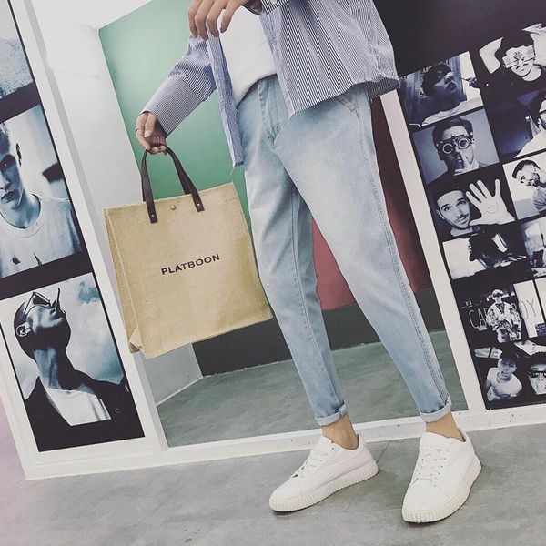 

summer jeans men slim fashion washed casual blue denim pants man youngster streetwear hip hop cowboy trousers male clothes