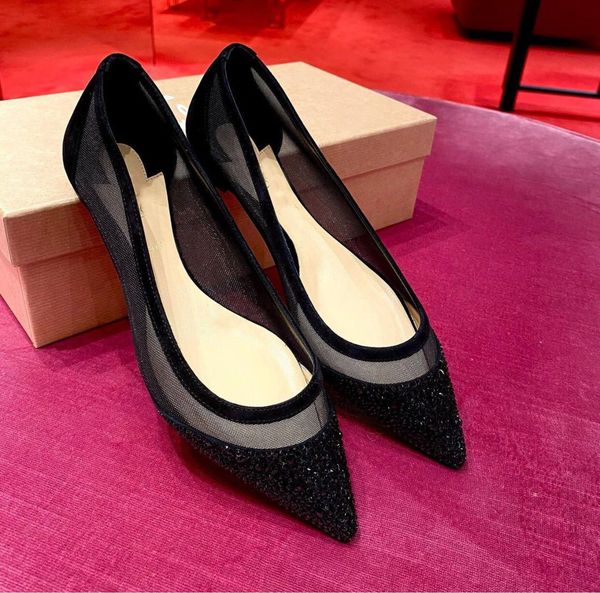 

luxurious brands women red bottom galativi p strass flat pointed toe women's ballet flats comfortable ballerinas walking shoes eu35-43, Black