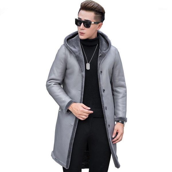 

genuine leather jacket men 2020 winter real fur coat 100% wool jacket sheep shearing fur coats jaqueta de couro zl3691, Black