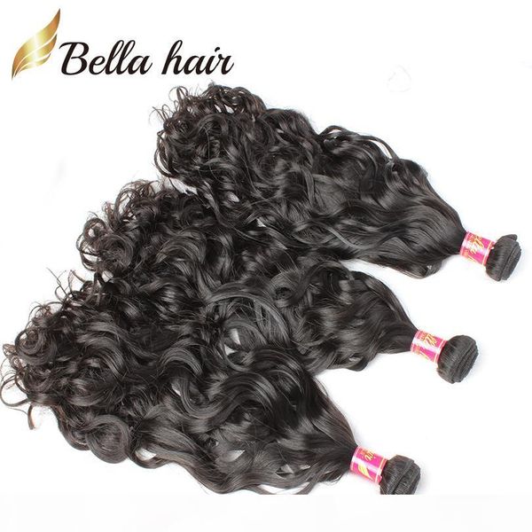 

8"-30" hair bundles brazilian virgin human hair weaves extensions natural wave 3pcs weft double weft bel, Black