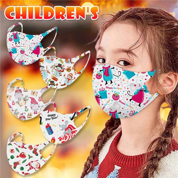 

washable anti-fog cotton calico color christmas cartoon face mask party masks 500pcs t1i2694