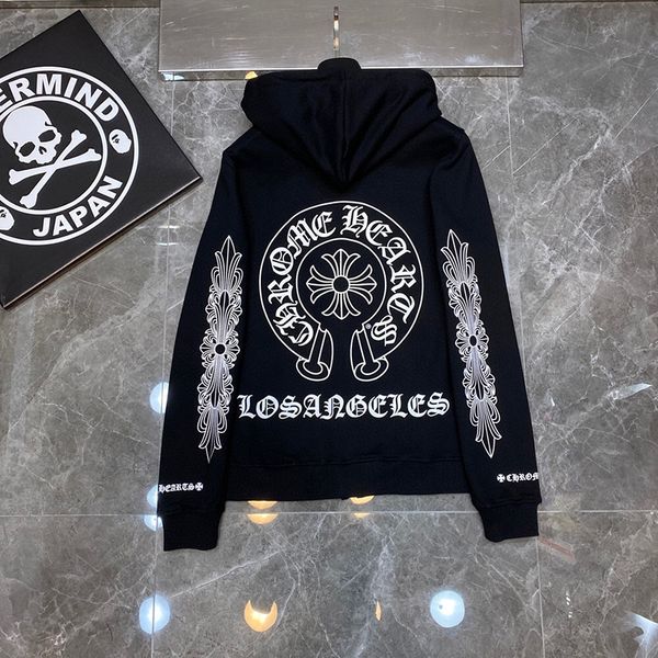 

fashion brand classic ch croxin horseshoe print hooded sweater for men and women, Black