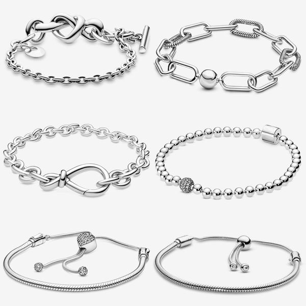 Nuovo braccialetto in argento 925 autentico al 100% per le donne Gioielli di design di lusso di alta qualità Perline Bracciali con ciondoli Fit Pandora Charms con regalo per amante della scatola