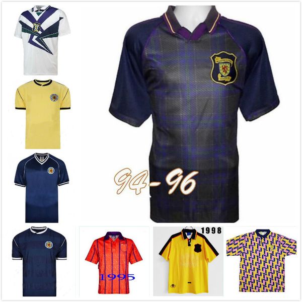 

1982 1986 1995 шотландия ретро футбол джерси кубок кубка мира home blue kits 1996 1998 классический винтаж шотландия ретро футбольная рубашк, Black;yellow