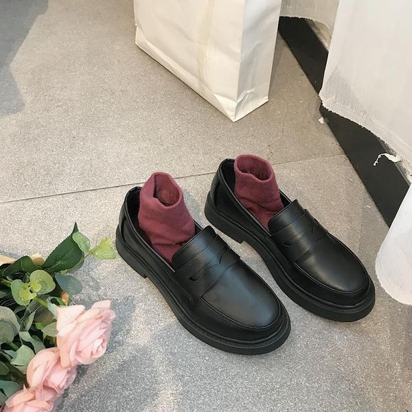 

обувь женщина flats soft round toe британский стиль 2020 мода женские оксфорды shallow mouth осень повседневная женщина кроссовки платье, Black