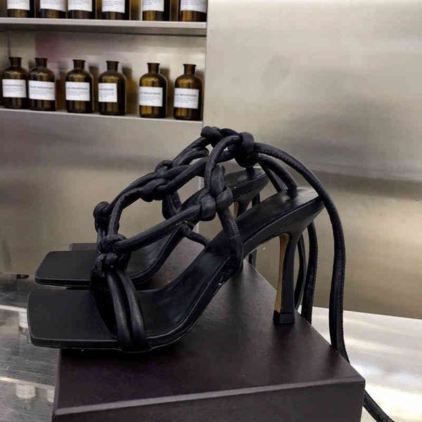 

women fashion luxury designer sandals flip flops leather strappy dress shoes summer wedding woman high heels, Black