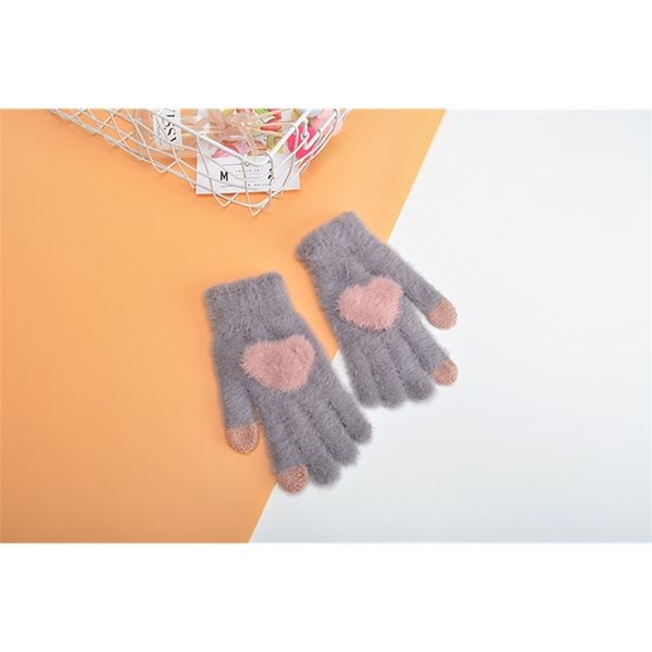 

natal feminino nova tela tela teque coelho pele prova de vento luvas inverno estudante calor bonito menina plush tric pontos 9ok5, Blue;gray