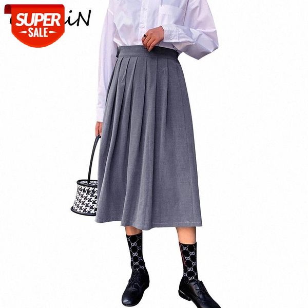 

qoerlin 3xl korean style black pleated skirts women autumn winter large size thick skirt female side zipper high waist saia 2020 #7c1j, White;black