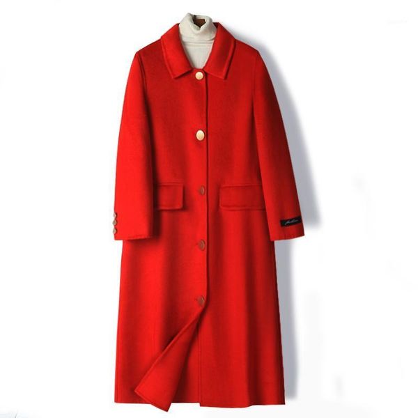 

coat whom cultivate morality show thin over-the-knee new high-end thickening woolen cloth coat in the spring of 20201, Black