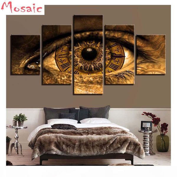 

diamond painting abstract clock in the eyes pictures cross stitch kits embroidery mosaic full square round drill diy stickers