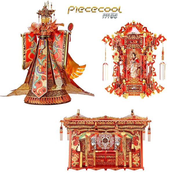 

piececool 3d metal puzzle wedding dress bed model diy 3d laser cut assemble jigsaw toys deskdecoration gift for children y200413