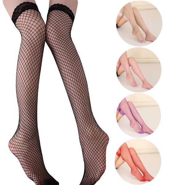 

fashion women female mesh lace hollow out fishnet thigh over knee high thin soft stockings, Black;white
