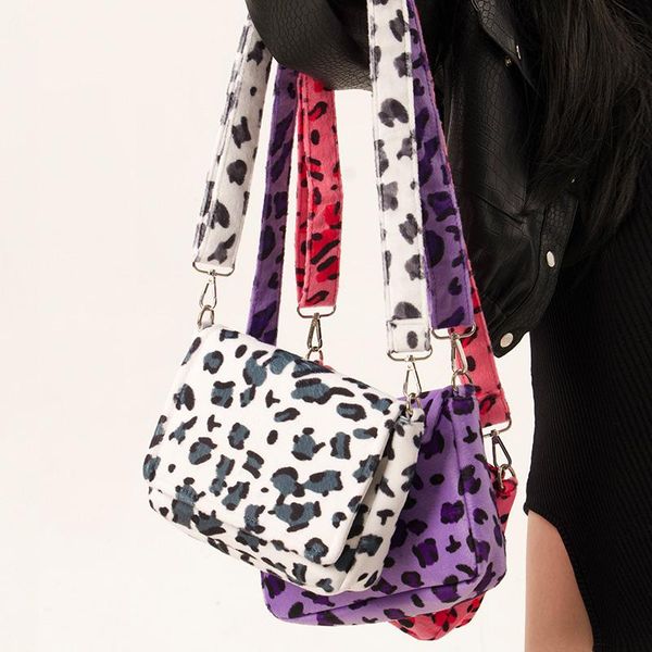 

shoulder bags leopard plush for women's autumn and winter fashion ladies vintage handbags women large capacity messenger