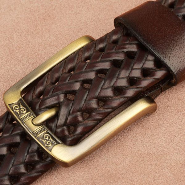 

counter leather cowhide woven casual pants belt men's, Black;brown