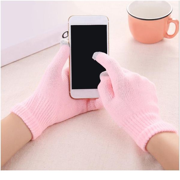 

women men touch screen winter wrist gloves warm mittens solid color cotton warmer smartphones driving glove luva sqckas, Black