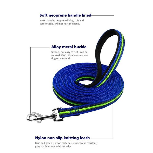 

durable to 15m dog tracking training lead leash long lead with padded handle special non-slip design for any size sqchqr