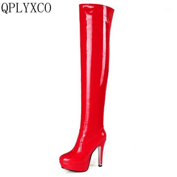 

qplyxco new big size 34-48 winter long boots women shoes over the knee boots high heels(11.5cm) botas mujer 5203-121, Black