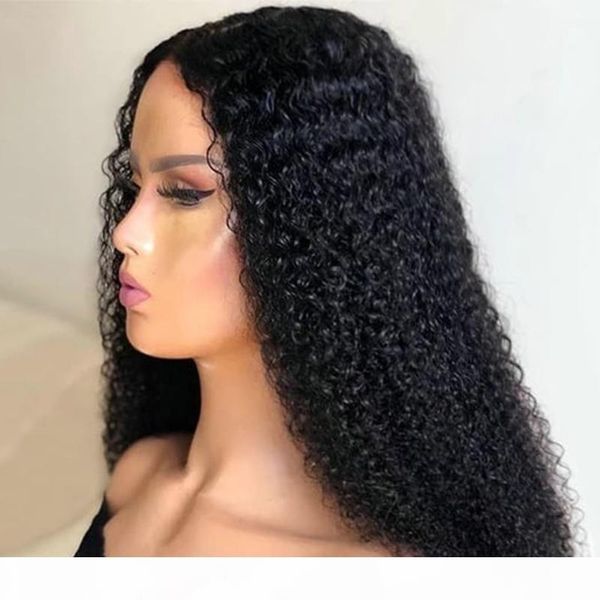 

kinky curly wig 13x4 lace front human hair wigs for black women pre plucked with hairline bleached knots with baby hair wig jko, Black;brown