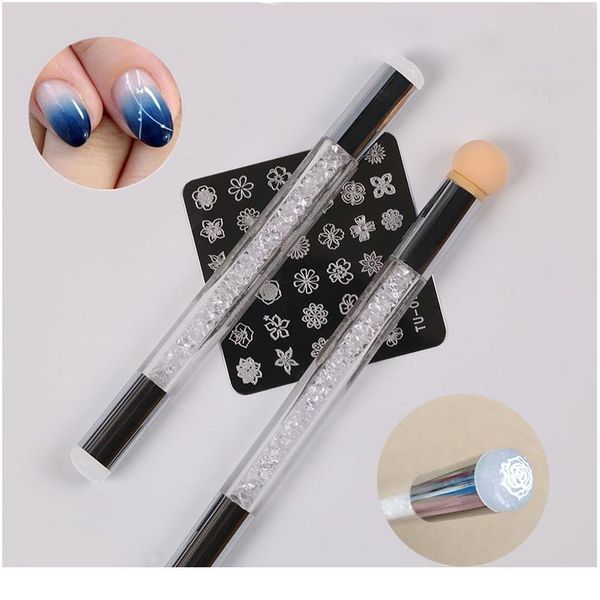 

sponge sile stamper heads nail art gradient brush pen painting dotting double end tips diy rhinestone handle manic qylglv, Silver