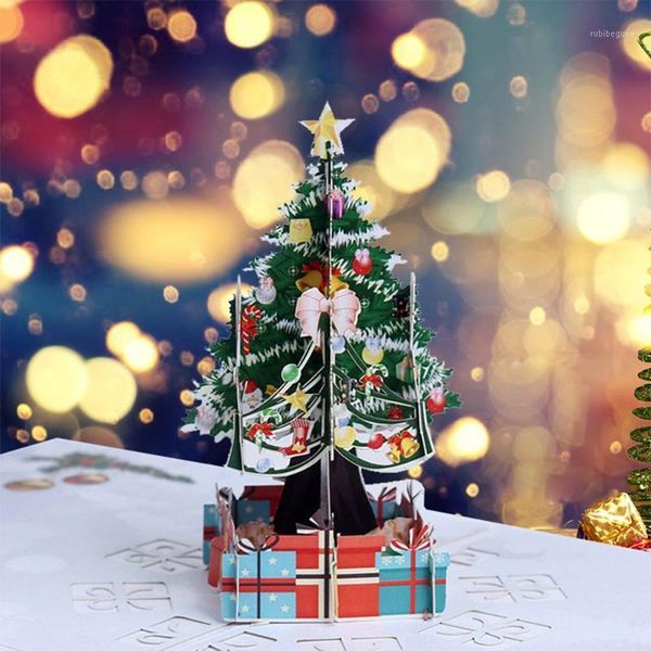 

greeting cards christmas tree hollow carved postcard xmas gift 3d up invitation card diy handmade household tools1