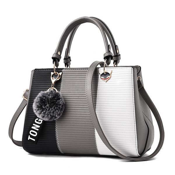 

hbp non-brand fashionable color contrast handbag, versatile new hairball pendant, one shoulder messenger bag, women's bag 2 sport.0018