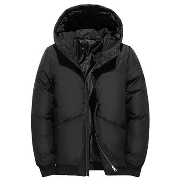 

casual slim fit mens polyester white down jacket, Black
