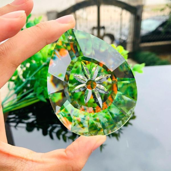 

76mm clear daisy crystals prisms hanging suncatcher glass drop pendant chandelier crystal ornament chrismas home wedding decor h jlldjc