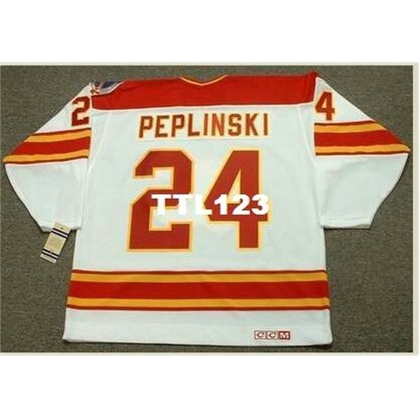 

740s #24 jim peplinski calgary flames 1989 ccm vintage retro home away hockey jersey or custom any name or number retro jersey, Black