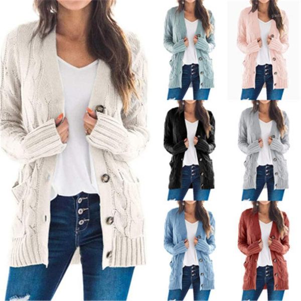 

sweater cardigans women knit sweater casual button cardigan knitted sweaters coat women loose jacket warm clothes1, White