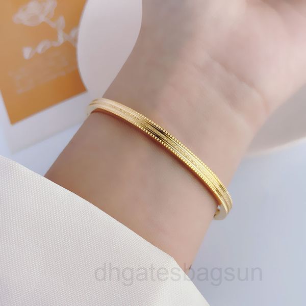 

korean version simple titanium steel bracelet women's fine frosted batch flower 18k gold stainless temperament net red tide j4sv, Black