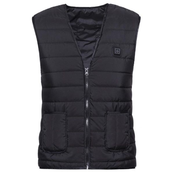 

5 area smart heated vest usb charging electric zip up heating sleeveless jacket thermal body warmer waistcoat, Black;white