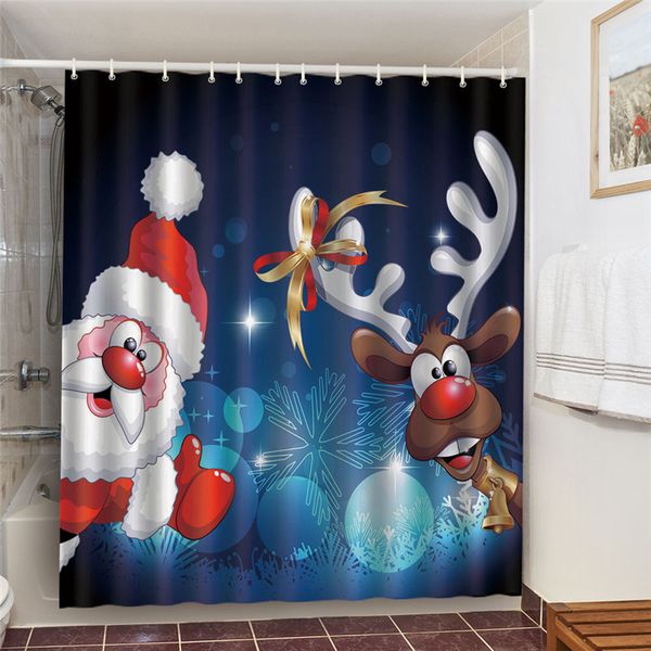 

christmas home decoration curtains for bathroom decorative santa claus elk shower curtains waterproof fabric bathtub curtains