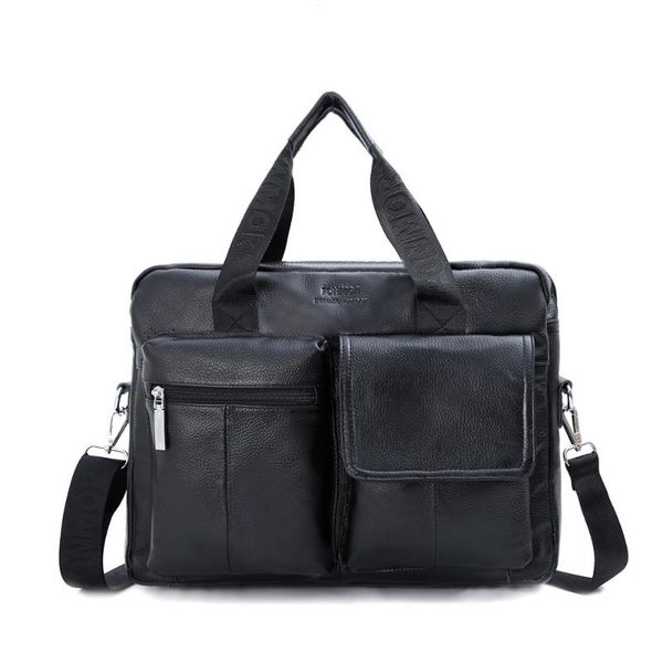 

men leather black briefcase business handbag messenger bags male vintage shoulder bag men's large laptravel bags