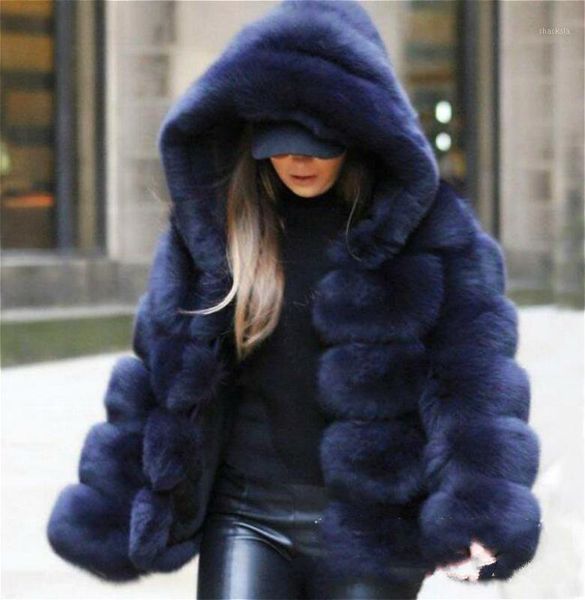 

2020 new fashion women ladies winter fur coat faux hooded outdoor coat parka thick warm casual outwear jacket s-3xl1, Black