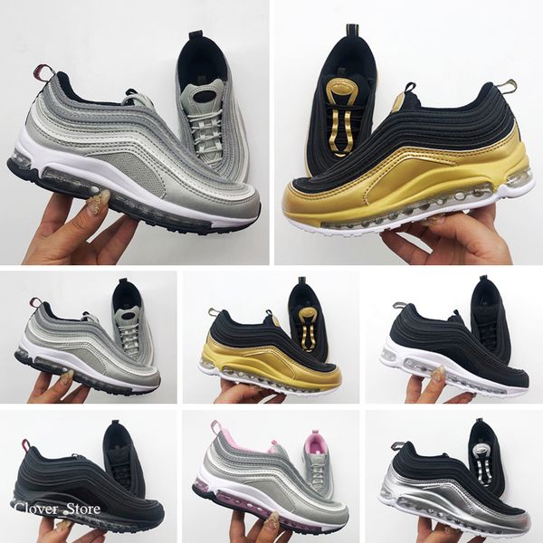 

2021 kids shoes og gold silver bullet triple white black mens womens trainer sports kids sneakers
