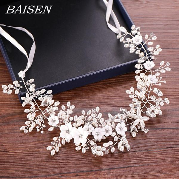 

pearl headbands for women bride pearl headband flower wedding hair accessories hairband bridal hair ornaments tiara head piece, Golden;silver
