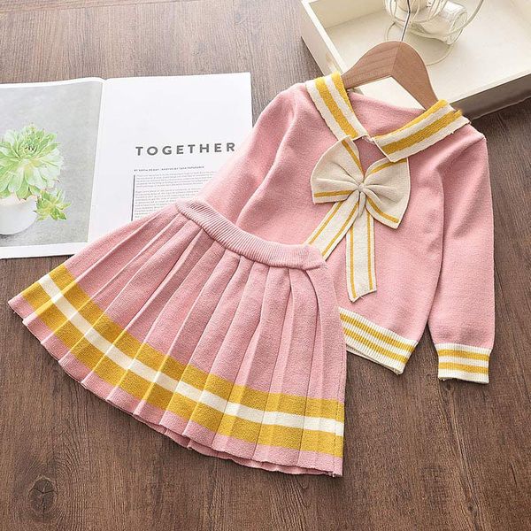 

2021 new winter luxury design long sleeve sweater shirt skirt super classic all-match casual cute girl suit ing, White