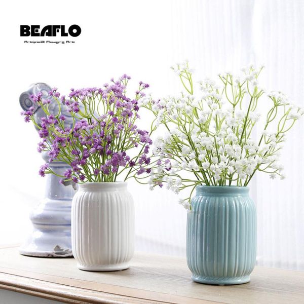 

decorative flowers & wreaths 1 bouquet 4 color short beautiful gypsophila artificial fake silk baby breath plant home wedding christmas deco