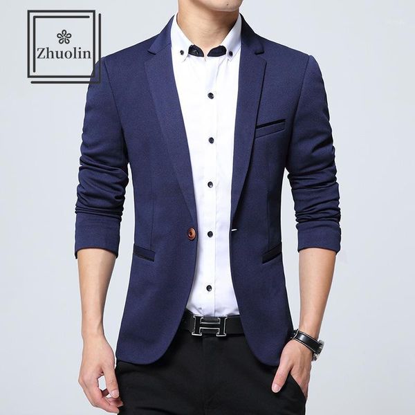 

zhuolin high-quality men's suit single button casual suit jacket jacket men's korean fashion slim casual1, White;black