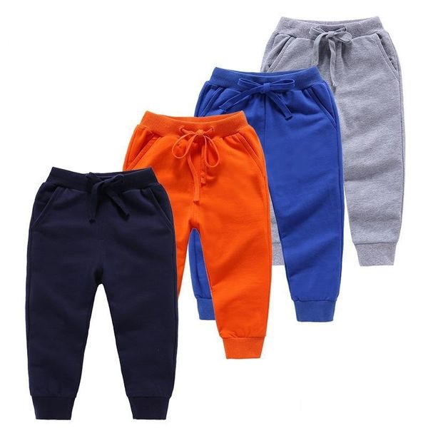 2020 primavera nuovo stile moda neonati maschi e ragazze di colore puro 100% cotone per bambini lunghi pantaloni pista casual LJ201019