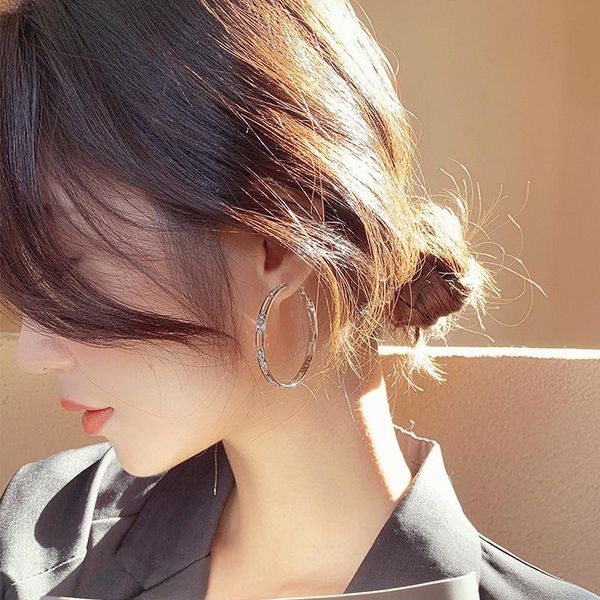 

timeonly vintage circle sparkly rhinestone hoop earring 2021 temperament charm earring for women girl accessories simple fashion, Golden;silver