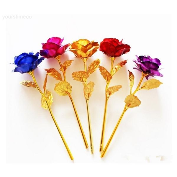 

gold romantic 24k plating golden rose flower foil plated artificial wedding festive party valentine day gift
