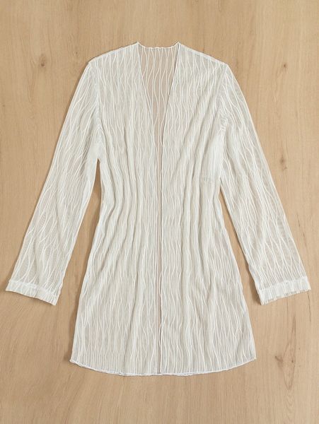 

line pattern lace kimono r8mo#, White;black